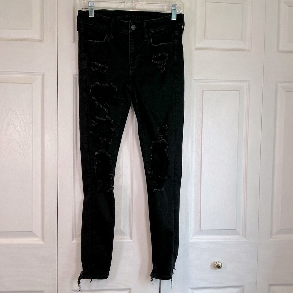 🩷 American Eagle Outfitters Next Stretch Black Denim Jegging Jeans - Size 4 / 26